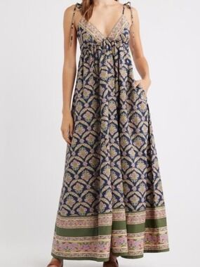 NWT Free People Sorrento Stroll Maxi Dress Blue Anthropologie S